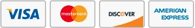 Accepted cards: Visa, Mastercard, Discover, American Express